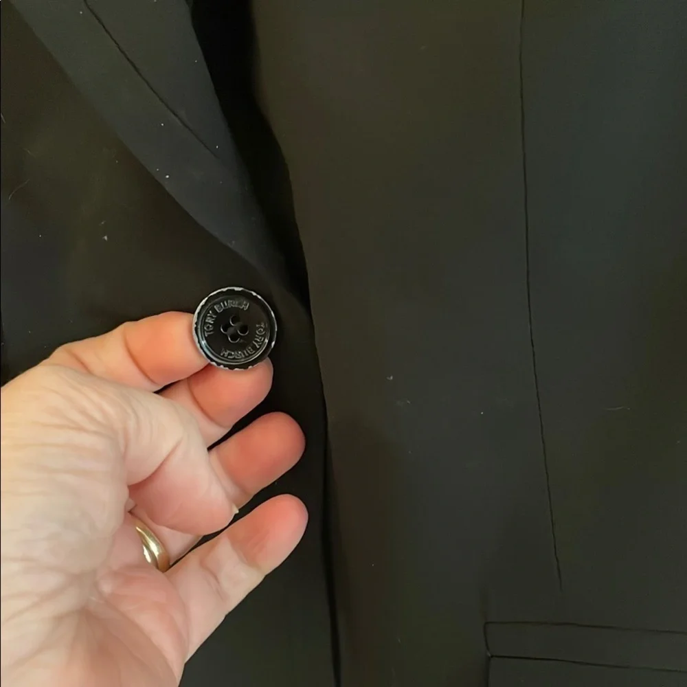 Tory Burch Black Structured Wool Blazer Single Button Notched Lapels - Picture 6 of 13